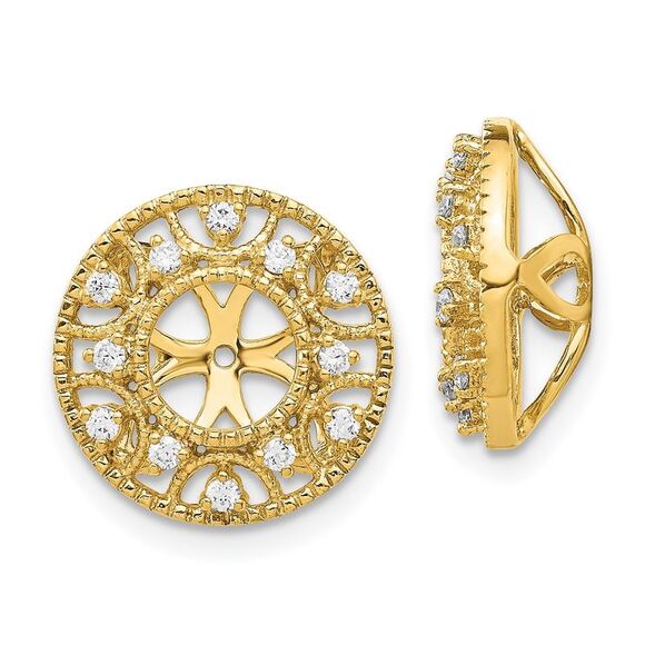 14k Yellow Gold Fancy Diamond Earring Jackets